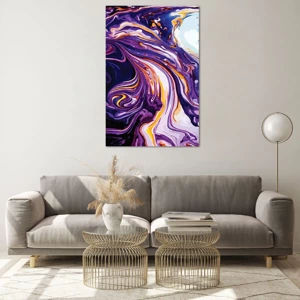 Quadro su vetro - Curvatura dello spazio in viola - 80x120 cm