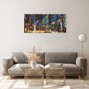 Quadro su vetro - Frastuono serale della strada - 100x40 cm