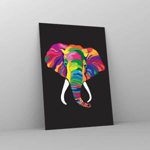 Quadro su vetro - L'elefante che faceva il bagno nell'arcobaleno - 50x70 cm