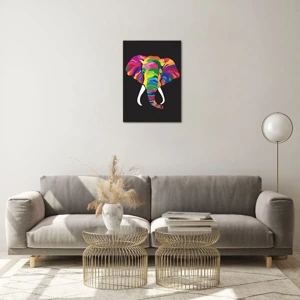 Quadro su vetro - L'elefante che faceva il bagno nell'arcobaleno - 50x70 cm