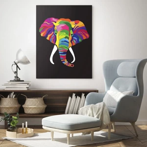 Quadro su vetro - L'elefante che faceva il bagno nell'arcobaleno - 50x70 cm