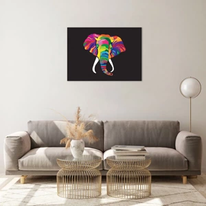 Quadro su vetro - L'elefante che faceva il bagno nell'arcobaleno - 70x50 cm