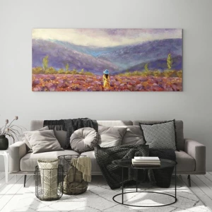 Quadro su vetro - Nel mondo di lavanda - 100x40 cm