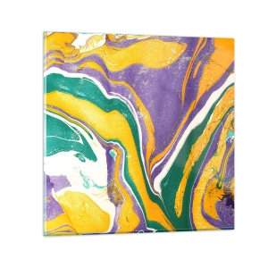Quadro su vetro - Onde di colore - 40x40 cm