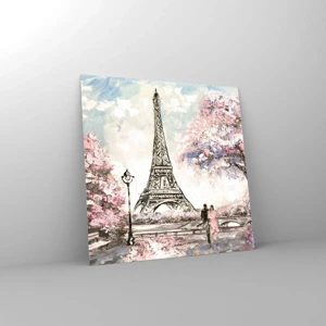 Quadro su vetro - Passeggiata a Parigi in aprile - 30x30 cm