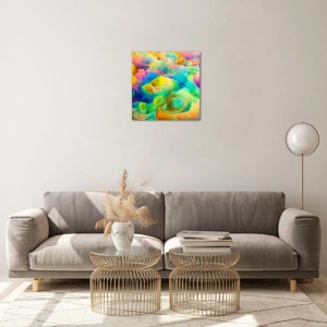 Quadro su vetro - Piumino arcobaleno - 40x40 cm